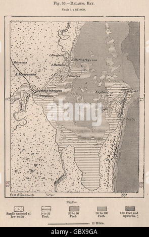 Delagoa Bay und Umgebung Maputo-Bucht  Mosambik  Landkarte von 1897 Kolonien 