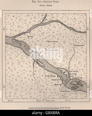 Stanley Pool. Pool Malebo. Congo. Congo Basin, 1885 antique map