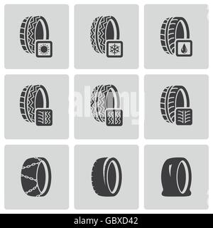 Vector black tire icon set Stock Vector