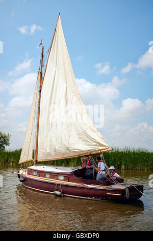 Classic Norfolk Broads Sailing Yachts - Norfolk Broads, England UK Stock Photo