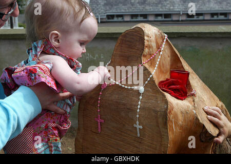 Virgin Mary seen in tree stump Stock Photo