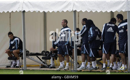 Real Madrid's Cristiano Ronaldo (left) during a pre-season training camp at Carton House, Co Kildare. Stock Photo