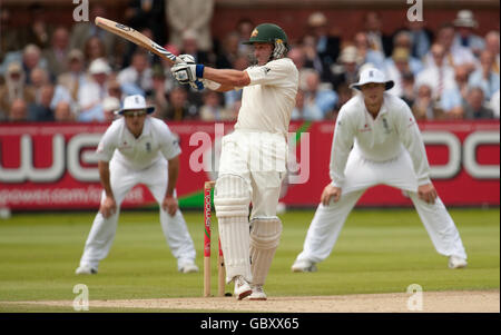 Cricket - The Ashes 2009 - npower Second Test - England v Australia - Day Four - Lord's. Australia's Mike Hussey bats during the fourth day of the second npower Test match at Lord's, London. Stock Photo