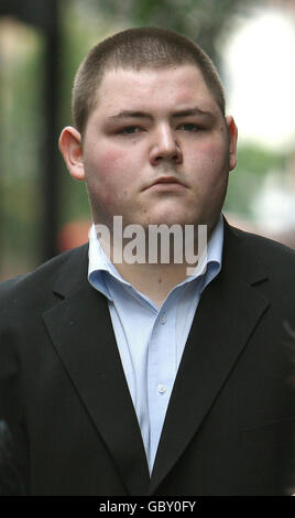 Harry Potter actor Jamie Waylett, 19, arrives at City of Westminster Magistrates Court, Westminster in central London, for sentencing after pleading guilty to growing 10 marijuana plants at his mother's home. Stock Photo