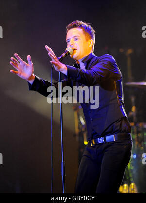 Brandon Flowers of the Killers performs during day 4 of the 15th International Benicassim Festival in Benicassim, Spain. Stock Photo