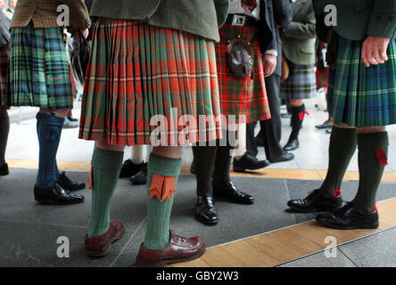 Clan members in Edinburgh at the Clan Convention. One hundred of Scotland's Clan Chiefs will gather for a Clan Convention as part of the Gathering weekend in the city. Stock Photo