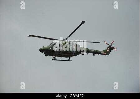 Westland Lynx AH7 helicopter of 847 Naval Air Squadron, RNAS Yeovilton at the Royal International Air Tattoo at RAF Fairford, Gloucestershire. Stock Photo