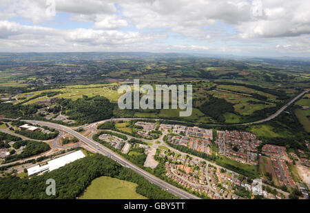 Aerial view of the Celtic Manor Resort including the Twenty Ten course which will host the Ryder Cup in 2010 Stock Photo