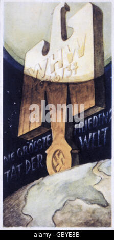 Nazism / National Socialism, organisations, Winterhilfswerk (WHW, 'Winter Relief'), 1936 / 1937, advertising poster, 'The biggest act of peace in the world', 1936, Additional-Rights-Clearences-Not Available Stock Photo