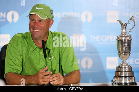 USA's Stewart Cink in the press conference after winning the Open Championship 2009 at Turnberry Golf Club, Ayrshire. Stock Photo