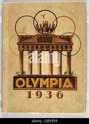 sport, olympic games, 1936 Berlin, advertising poster, 1936, Additional-Rights-Clearences-Not Available Stock Photo