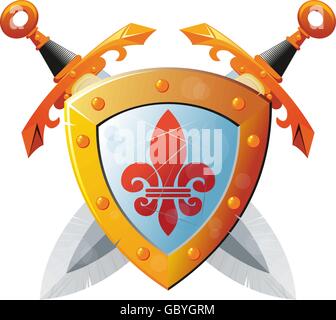 Shield With Swords Stock Vector