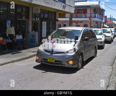 dh St Johns ANTIGUA CARIBBEAN Local taxi in main street Saint Johns Stock Photo