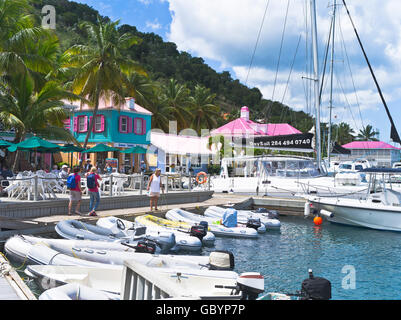dh Sopers hole Yacht marina TORTOLA CARIBBEAN Restaurants and shops tourist people tourists bvi resort lifestyle Stock Photo