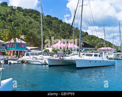 dh Sopers hole TORTOLA CARIBBEAN Yacht marina restaurants luxury catamaran boat british virgin islands Stock Photo