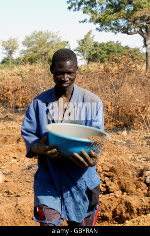 mine in wild golden Poura gold diggers come from everywhere to dig for gold nuggets with simple bowls Stock Photo