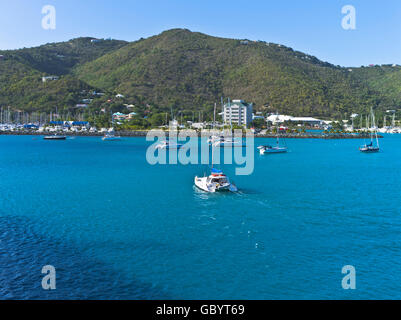 dh Road Town TORTOLA CARIBBEAN Luxury catamaran yacht boat arriving Road Town Marina bvi island harbor Stock Photo