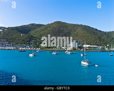 dh Road Town TORTOLA CARIBBEAN Luxury yacht boat arriving Road Town Marina sailboat bvi sail Stock Photo