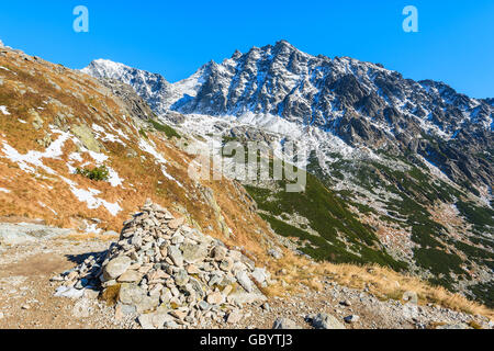 View of mountains covered with snow in autumn landscape of Hincova valley, Tatra Mountains, Slovakia Stock Photo