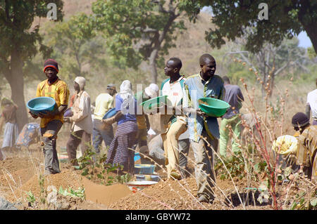 mine in wild golden Poura gold diggers come from everywhere to dig for gold nuggets Stock Photo