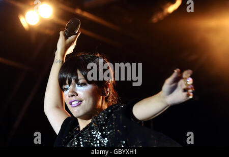 **ALTERNATE CROP** Lily Allen performs in concert at Somerset House in central London. Stock Photo