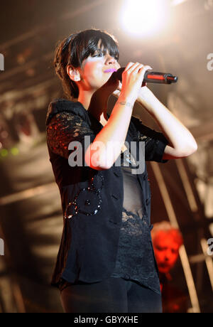 Lily Allen performs in concert at Somerset House in central London. Stock Photo