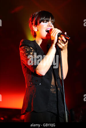 Lily Allen performs in concert at Somerset House in central London. Stock Photo