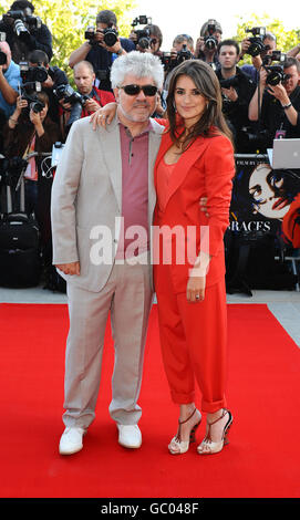 Pedro Almodovar and Penelope Cruz arrive at the UK film premiere of Broken Embraces at the opening night of Film4 Summer Screen, at Somerset House, in London. Stock Photo
