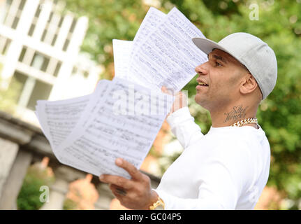 Goldie outside the Royal Albert Hall, London. The musician will perform his first orchestral piece during the Darwin-inspired Prom at the venue on Saturday August 1. Stock Photo