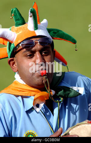 Cricket - ICC Champions Trophy 2004 - India v Pakistan. An Indian fan cheers on his team Stock Photo