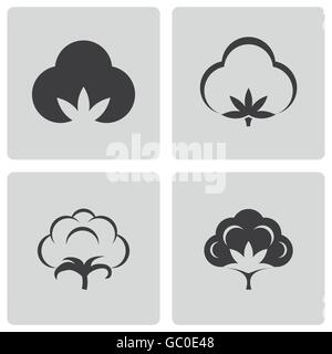 Vector black cotton icons set Stock Vector