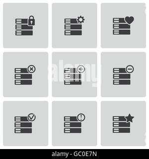 Vector black database icons set Stock Vector