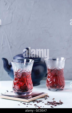 Glasses of hibiscus tea Stock Photo