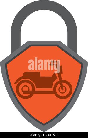 security shield  with motorcycle isolated icon design Stock Vector