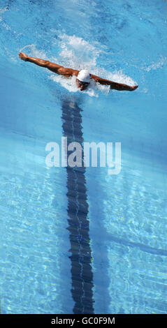 USA's Michael Phelps during the Men's 200m Butterfly heat during the FINA World Swimming Championships in Rome, Italy. Stock Photo