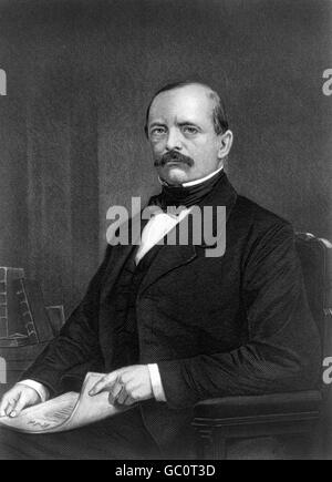 Otto von Bismarck. Portrait of the Prussian statesman, steel engraving after painting by Alonzo Chappel, c.1870. Stock Photo