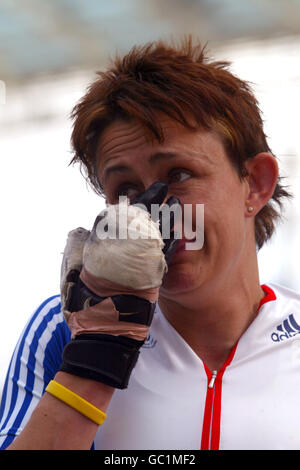 Great Britain's Tanni Grey Thompson shows her emotion after winning Gold Stock Photo
