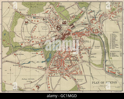 BUXTON town/city plan. Derbyshire. BARTHOLOMEW, 1903 antique map Stock Photo