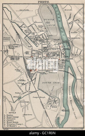 PERTH town/city plan. Scotland. BARTHOLOMEW, 1908 antique map Stock Photo