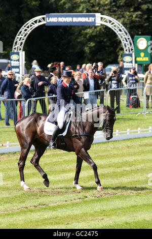 Great Britain's Zara Phillips and Glenbuck compete in the Dressage during day two of the Burghley Horse Trials, Burghley House, Stamford. Stock Photo