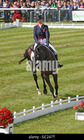 Great Britain's Zara Phillips and Glenbuck compete in the Dressage during day two of the Burghley Horse Trials, Burghley House, Stamford. Stock Photo