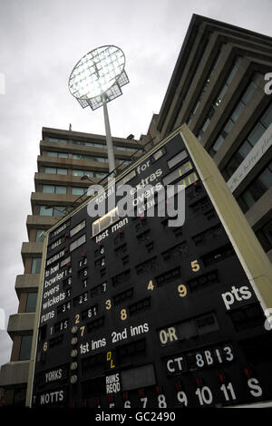 General view of the old main scoreboard at Trent Bridge Stock Photo