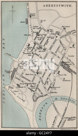 ABERYSTWYTH town/city plan. Wales. BARTHOLOMEW, 1887 antique map Stock Photo