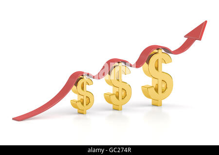 Dollar Sign With Growing Up Arrow Stock Photo - Alamy