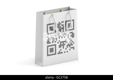 shopping bag with qr code, 3D rendering isolated on white background Stock Photo