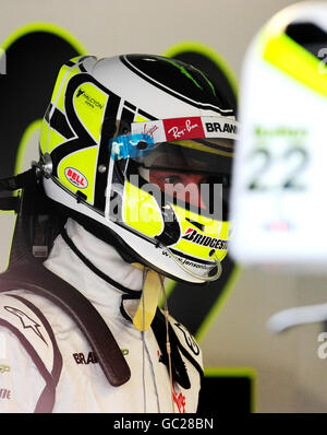 Brawn GP's Jenson Button, of Britain, celebrates after securing the ...