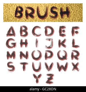 Handmade grungy alphabet. Uppercase letters drawn in wide brush style. Stock Vector