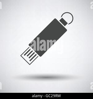 USB flash icon on gray background, round shadow. Vector illustration. Stock Vector