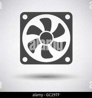Fan icon on gray background, round shadow. Vector illustration. Stock Vector