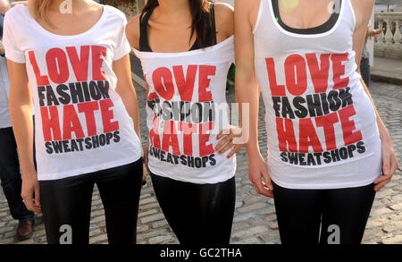 London Fashion Week - Love Fashion Hate Sweatshops protest Stock Photo